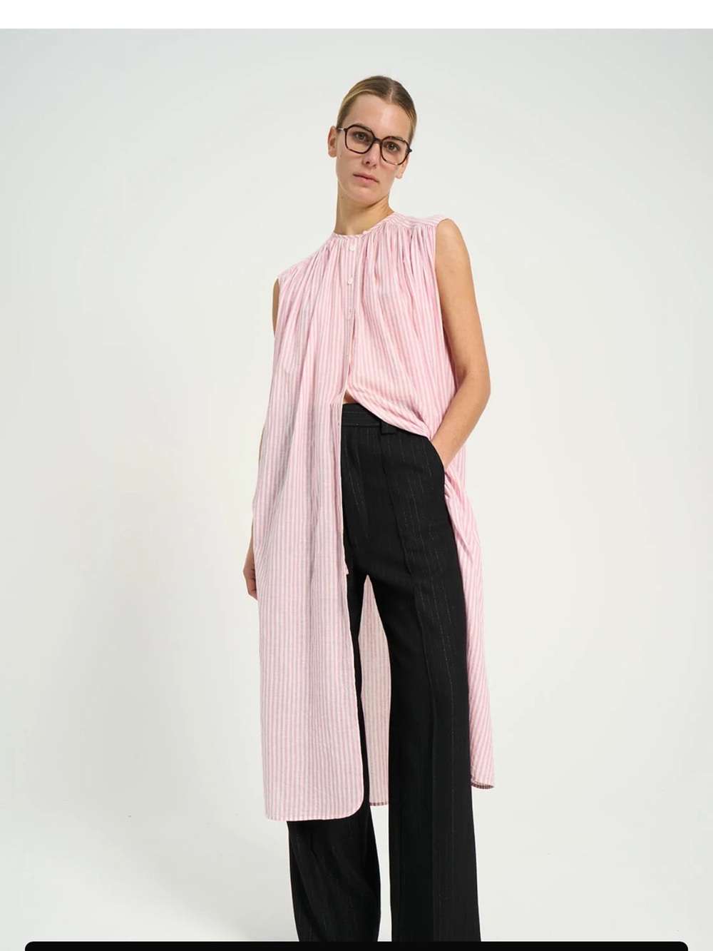 Laurence Bras CIGLESS  PINK COTTON STRIPED DRESS 38 Large